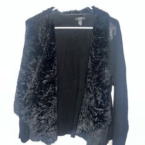 Alfani Black Faux Fur Cardigan